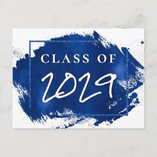 Painted Grad Blue Splatter Brushstroke Party Invitation Postcard