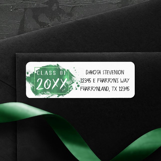 Painted Grad | Green Splatter Brushstroke Address Label (Creator Uploaded)