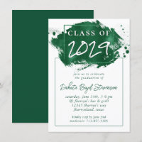 Painted Grad | Green Splatter Brushstroke Party