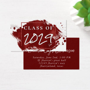 Painted Grad Red Crimson Graduation Announcement