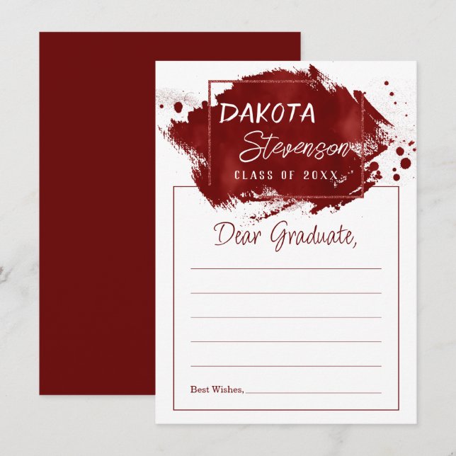 Painted Grad | Red Splatter Brushstroke Advice Invitation (Front/Back)
