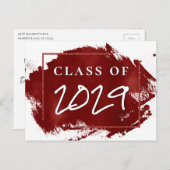 Painted Grad | Red Splatter Brushstroke Party Invitation Postcard (Front/Back)