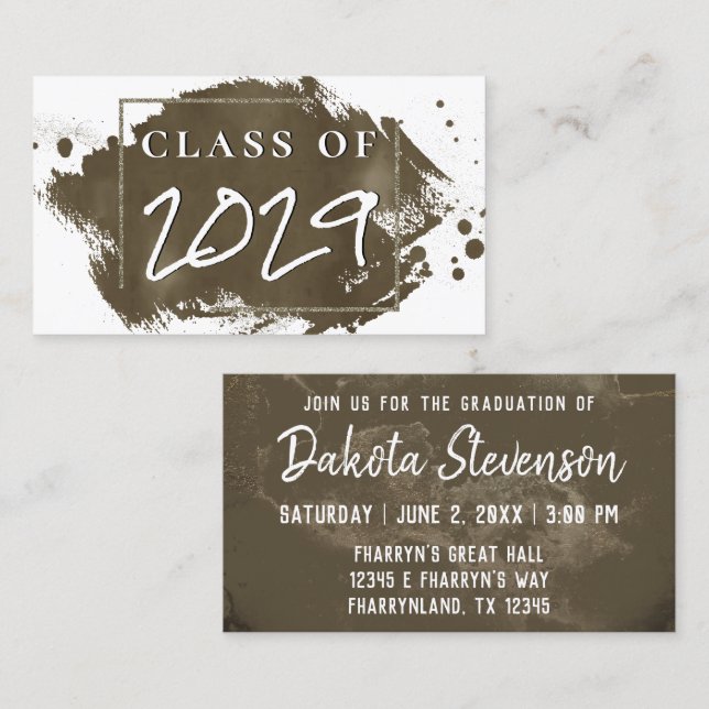 Painted Grad | Sepia Gold Splatter Brushstroke Calling Card (Front/Back)