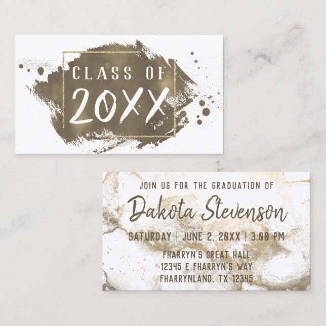 Painted Grad | Sepia Gold Splatter Brushstroke Calling Card (Front/Back)