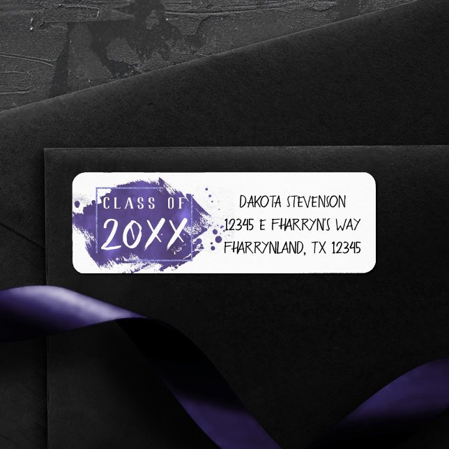 Painted Grad | Violet Purple Brushstroke Address Label (Creator Uploaded)