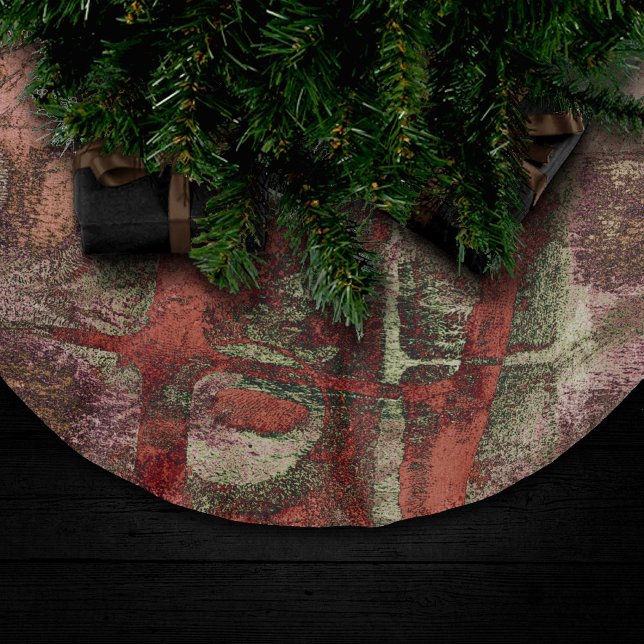 Painted Graffiti Grunge Autumn Red Green Rust Brushed Polyester Tree Skirt (Creator Uploaded)