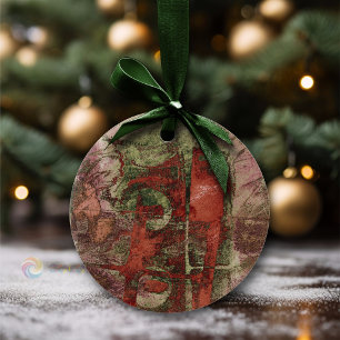 Painted Graffiti Grunge Autumn Red Green Rust Ceramic Ornament