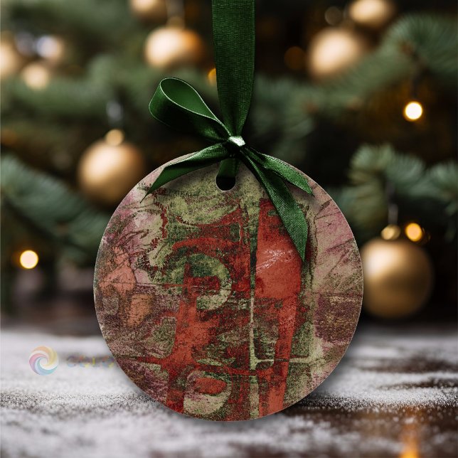 Painted Graffiti Grunge Autumn Red Green Rust Ceramic Ornament (Creator Uploaded)