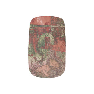 Painted Graffiti Grunge Autumn Red Green Rust Minx Nail Art