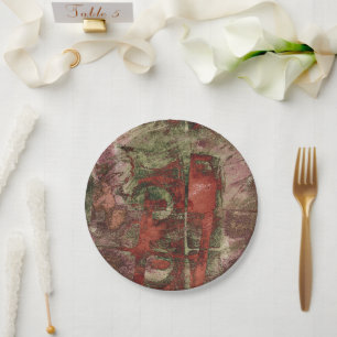 Painted Graffiti Grunge Autumn Red Green Rust Paper Plates
