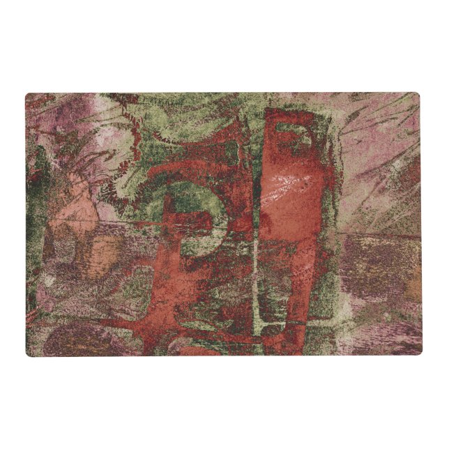 Painted Graffiti Grunge Autumn Red Green Rust Placemat (Front)