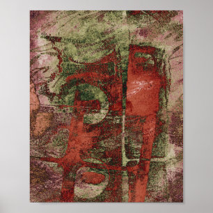 Painted Graffiti Grunge Autumn Red Green Rust Poster
