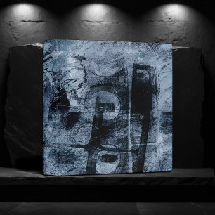Painted Graffiti Grunge   Dark Navy and Denim Blue 3 Ring Binder