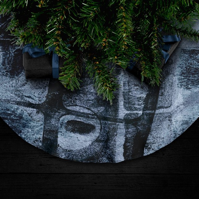 Painted Graffiti Grunge | Dark Navy and Denim Blue Brushed Polyester Tree Skirt (Creator Uploaded)