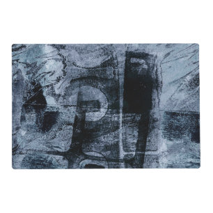 Painted Graffiti Grunge Dark Navy and Denim Blue Placemat