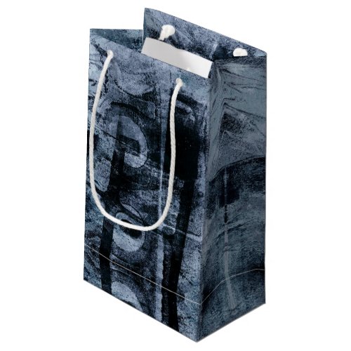 Painted Graffiti Grunge  Dark Navy and Denim Blue Small Gift Bag