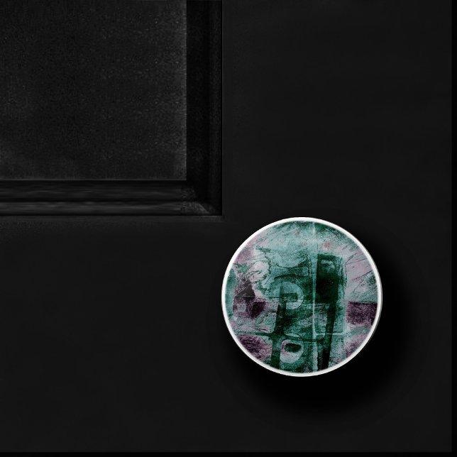 Painted Graffiti Grunge | Moody Plum Purple Green Ceramic Knob (Creator Uploaded)