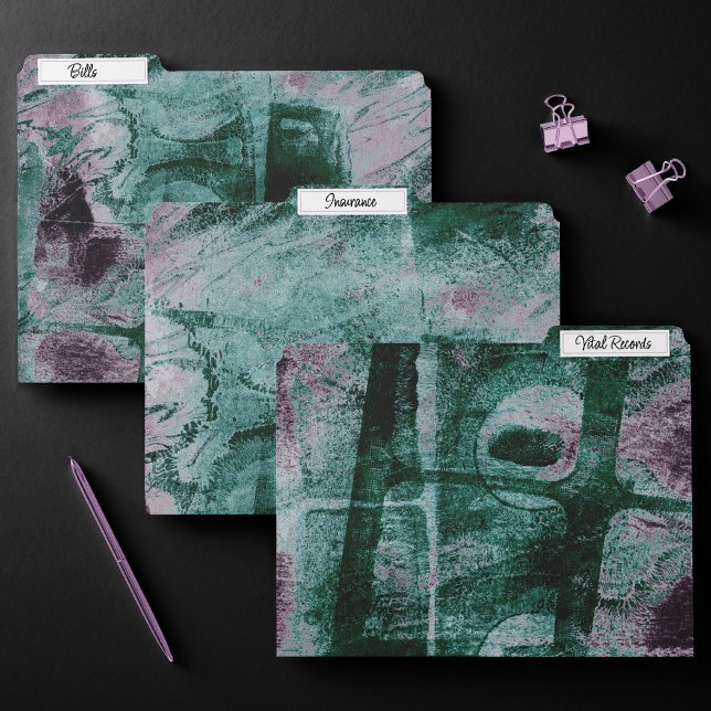 Painted Graffiti Grunge | Moody Plum Purple Green File Folder (Creator Uploaded)