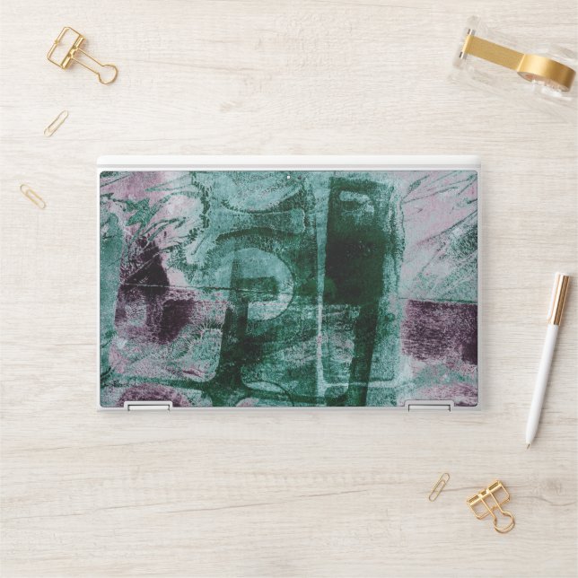 Painted Graffiti Grunge | Moody Plum Purple Green HP Laptop Skin (Desk)