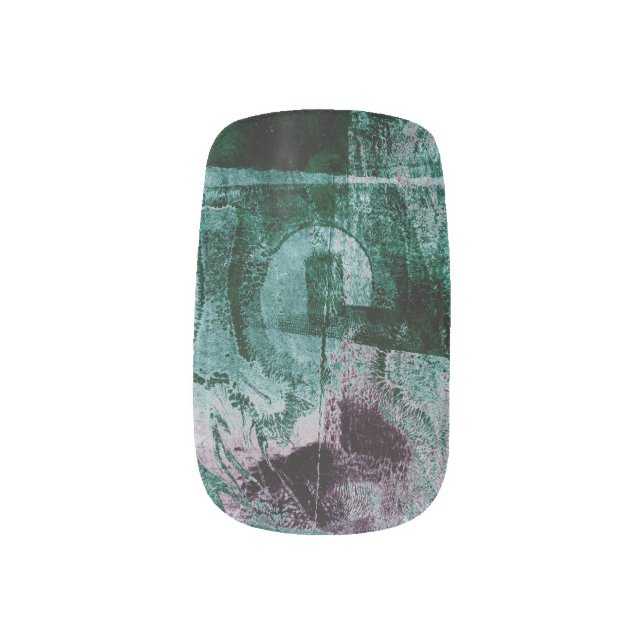 Painted Graffiti Grunge | Moody Plum Purple Green Minx Nail Art (Left Thumb)