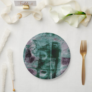 Painted Graffiti Grunge Moody Plum Purple Green Paper Plates