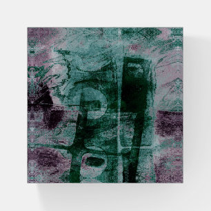 Painted Graffiti Grunge Moody Plum Purple Green Paperweight