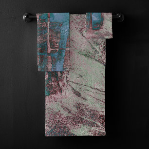 Painted Graffiti Grunge Rust Red Blue Taupe Bath Towel Set