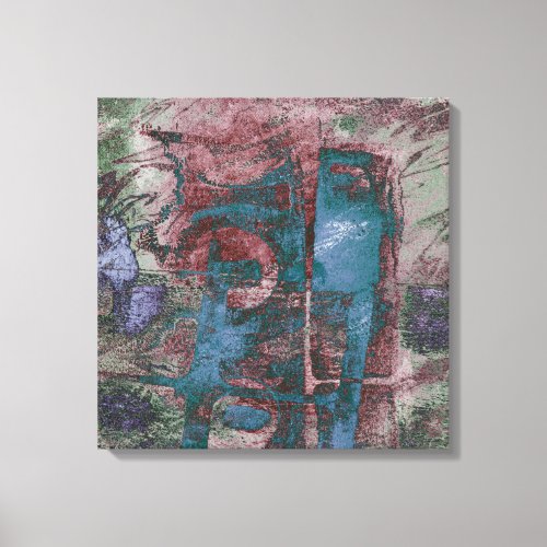 Painted Graffiti Grunge  Rust Red Blue Taupe Canvas Print