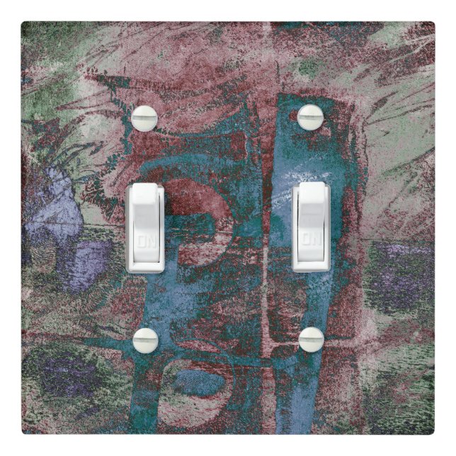 Painted Graffiti Grunge | Rust Red Blue Taupe Light Switch Cover (In Situ)