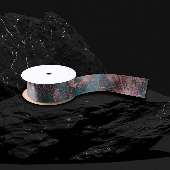 Painted Graffiti Grunge | Rust Red Blue Taupe Satin Ribbon (Creator Uploaded)
