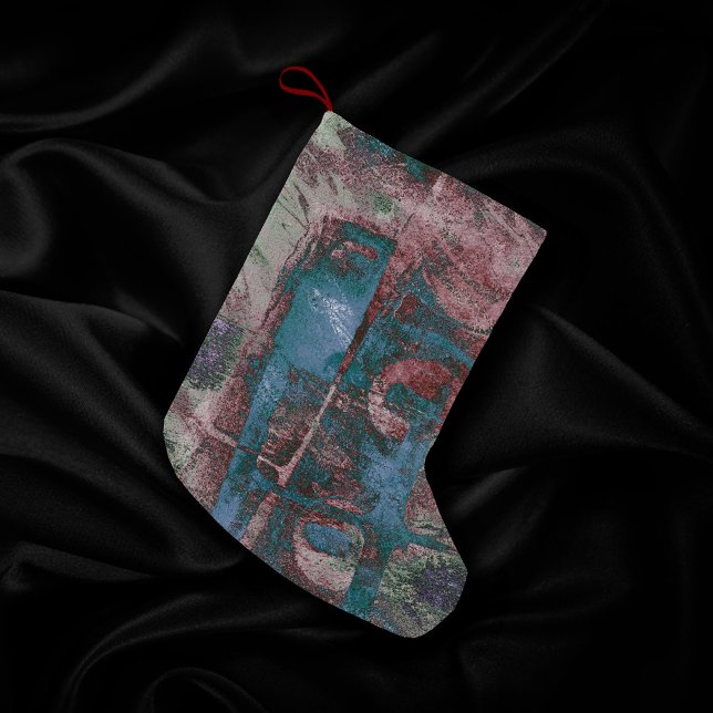 Painted Graffiti Grunge | Rust Red Blue Taupe Small Christmas Stocking (Creator Uploaded)