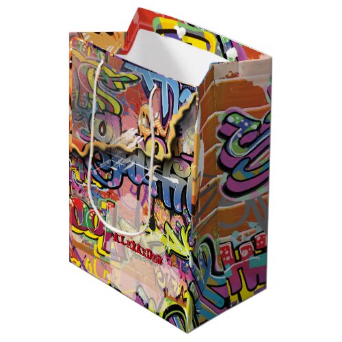 PAINTED Graffiti scribbled scratched brickS Medium Gift Bag