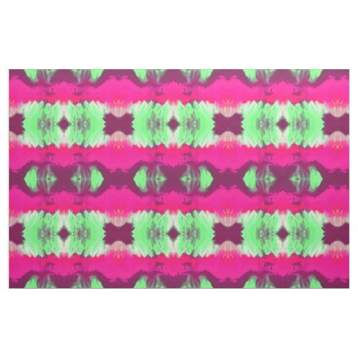 Painted green and pink print fabric