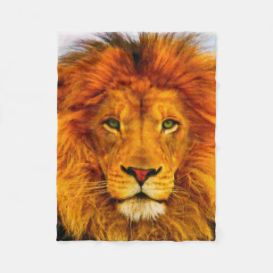 Painted Green Eyed Lion Fleece Blanket