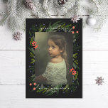 Painted Greenery Frame Photo Holiday Card<br><div class="desc">Original illustration. Edit and customize to change the name,  year,  and fonts of greeting header and background color. Customize further to add more text or more photos to the back side.</div>