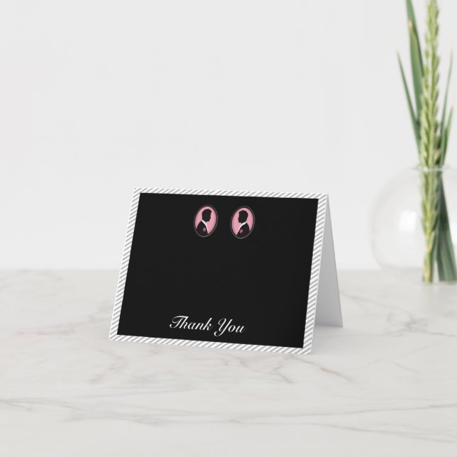 Painted Groom Silhouette Gay Wedding Thank You Card (Front)