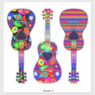 Painted Guitars   Boho   Hippie Style Sticker