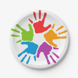 Painted Hands Paper Plates