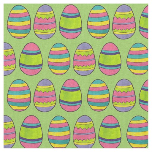 Painted Happy Easter Basket Eggs Green Pink Fabric