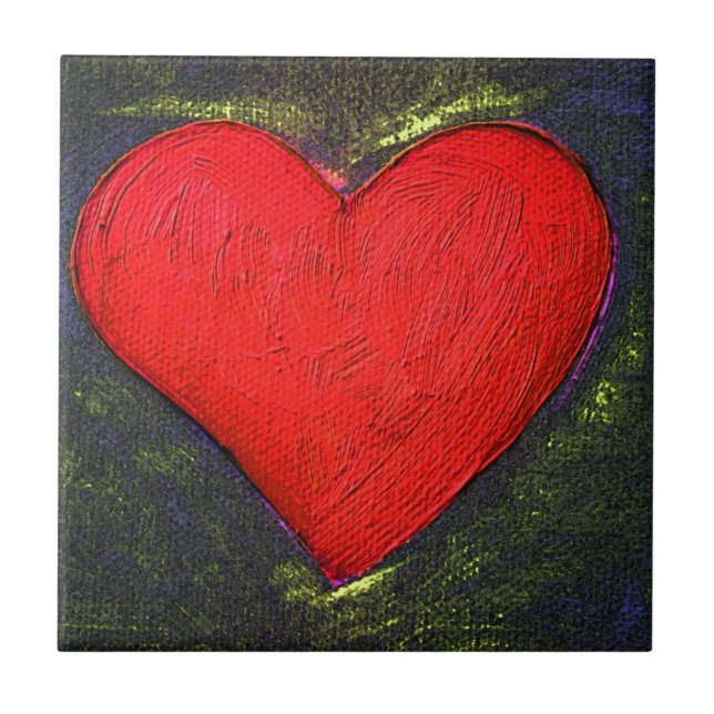 Painted Heart Ceramic Tile (Front)