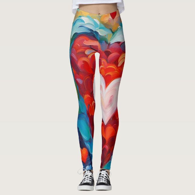 Painted Heart Design Leggings (Front)