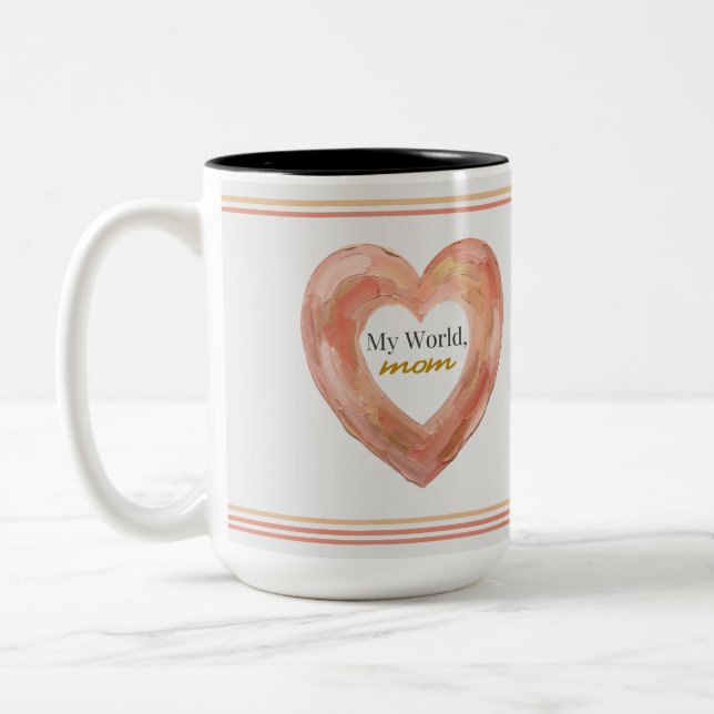 Painted Heart Mom Quote Art Two-Tone Coffee Mug (Left)