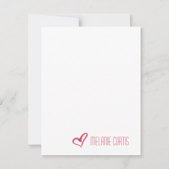 Painted Heart  Personalized Stationery Note Card (Front)