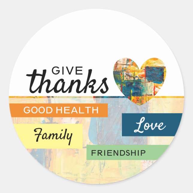 Painted Heart, Thanksgiving Classic Round Sticker (Front)