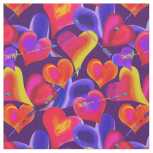 Painted Hearts and Hearts Valentine's Day Fabric