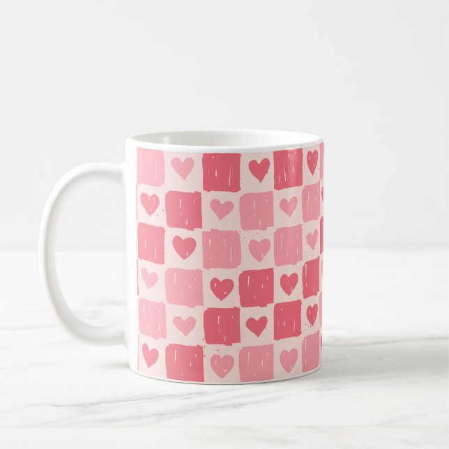 Painted Hearts Love Pattern Classic Mug (Left)