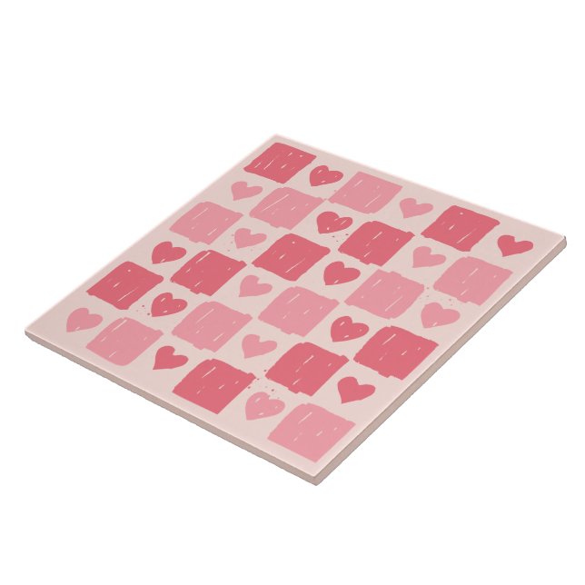 Painted Hearts Love Pattern Decorative  Ceramic Tile (Side)