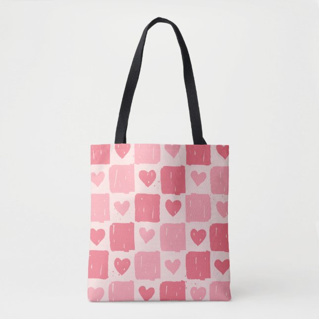 Painted Hearts Love Pattern Tote Bag (Front)