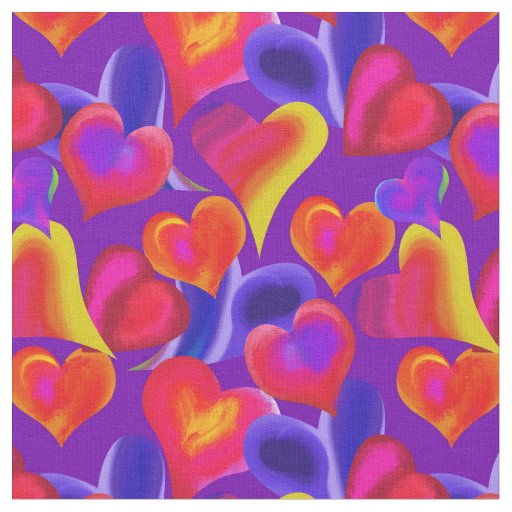 Painted Hearts on Purple | Valentine's Day Fabric