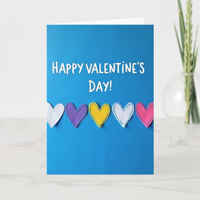 Painted Hearts Valentines Card (Front)